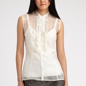 Cynthia Steffe Ivory Silk Organza Sheer Top - ruffle, camisole included